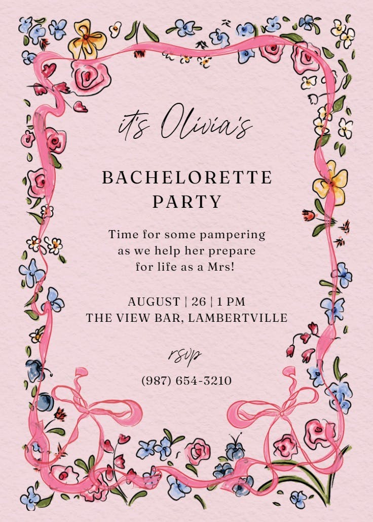 Flourished love - bachelorette party invitation